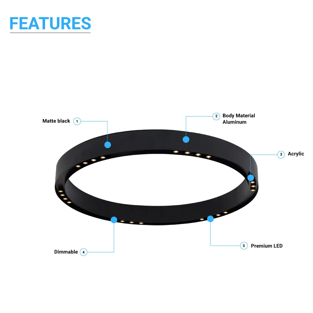 LED Flushmount Light, Dimmable, 3000K (Warm White), Matte Black (C3652-60)