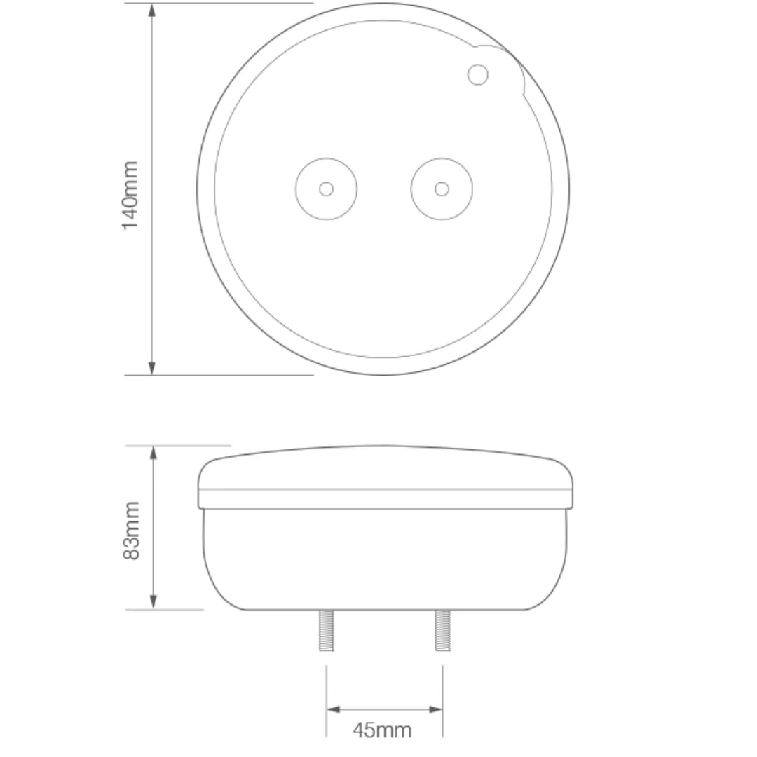 LED Round Trailer Burger Light for Trucks & Trailers / Deep Bracket