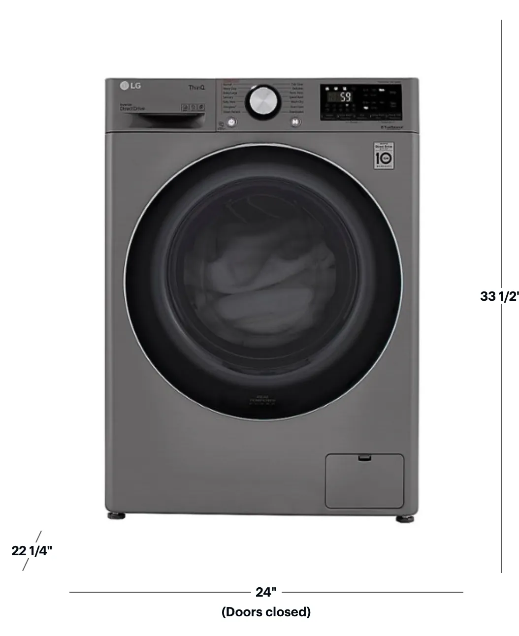 LG - 2.4 Cu. Ft. High-Efficiency Smart Front Load Washer and Electric Dryer Combo with Steam and Sensor Dry - Graphite Steel