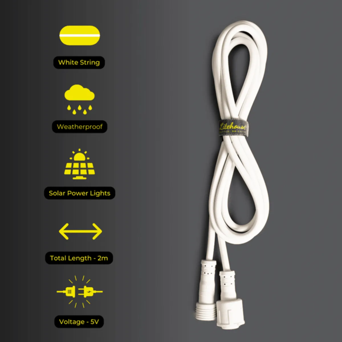 Litehouse 5V White Solar Festoon Extension Cord