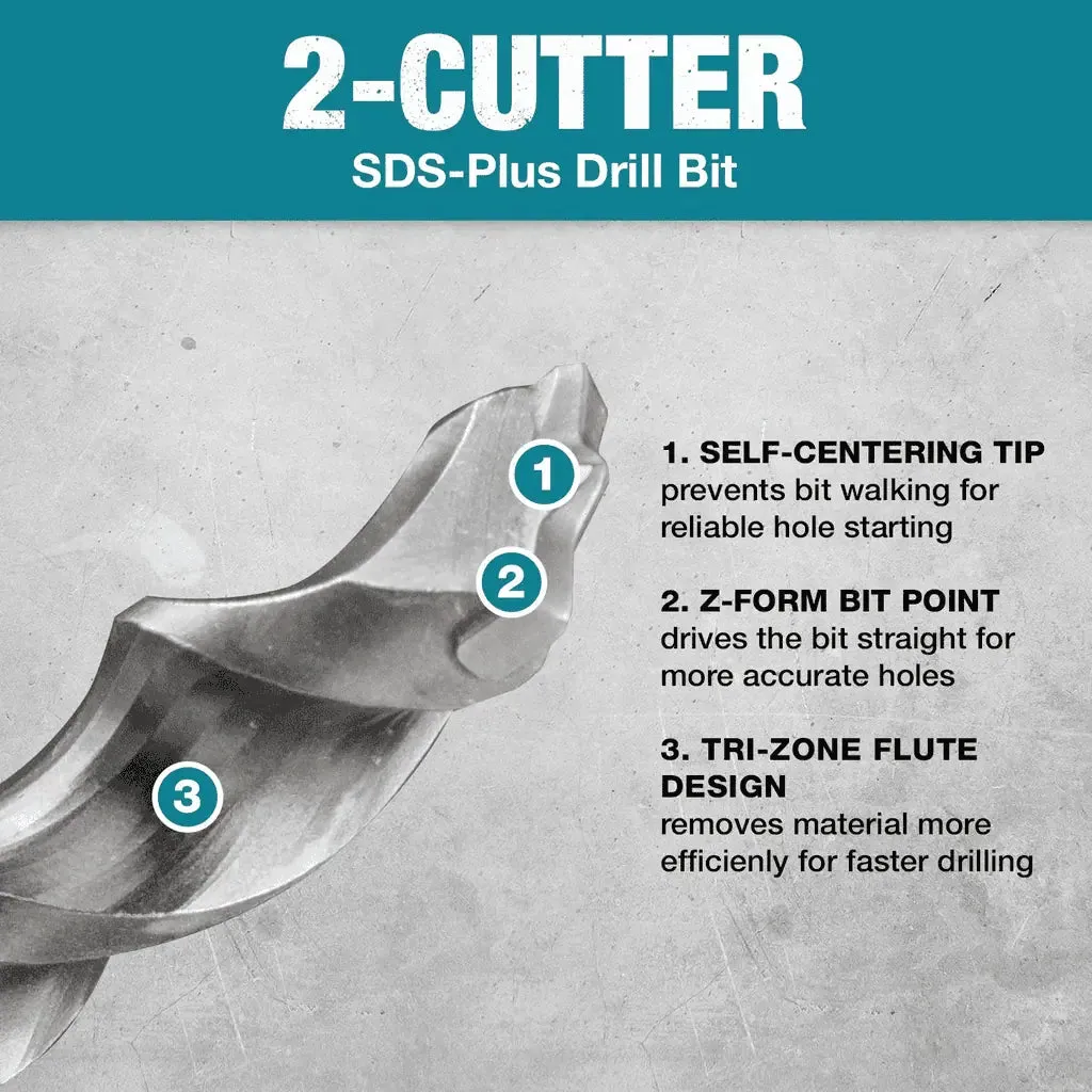 Makita 1"x 10" SDS-PLUS Carbide Drill Bit, 2-Cutter