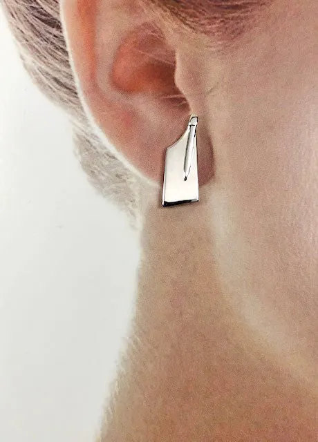 Medium Rowing Blades Post Earrings by Rubini Jewelers.