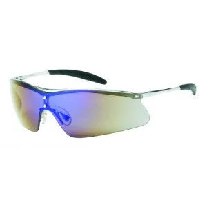 Metal Frame And Temples - Blue Mirror Lens - Rubber Temple Tips Safety Glasses