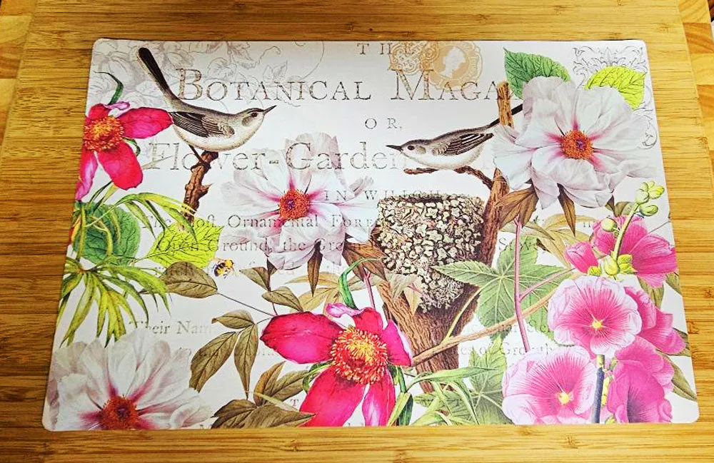 MICHAEL DESIGN WORKS LUSH BOTANICAL MAGICAL GARDEN PAPER PLACEMATS FLORAL BIRDS BUMBLEBEE PLUS BONUS!