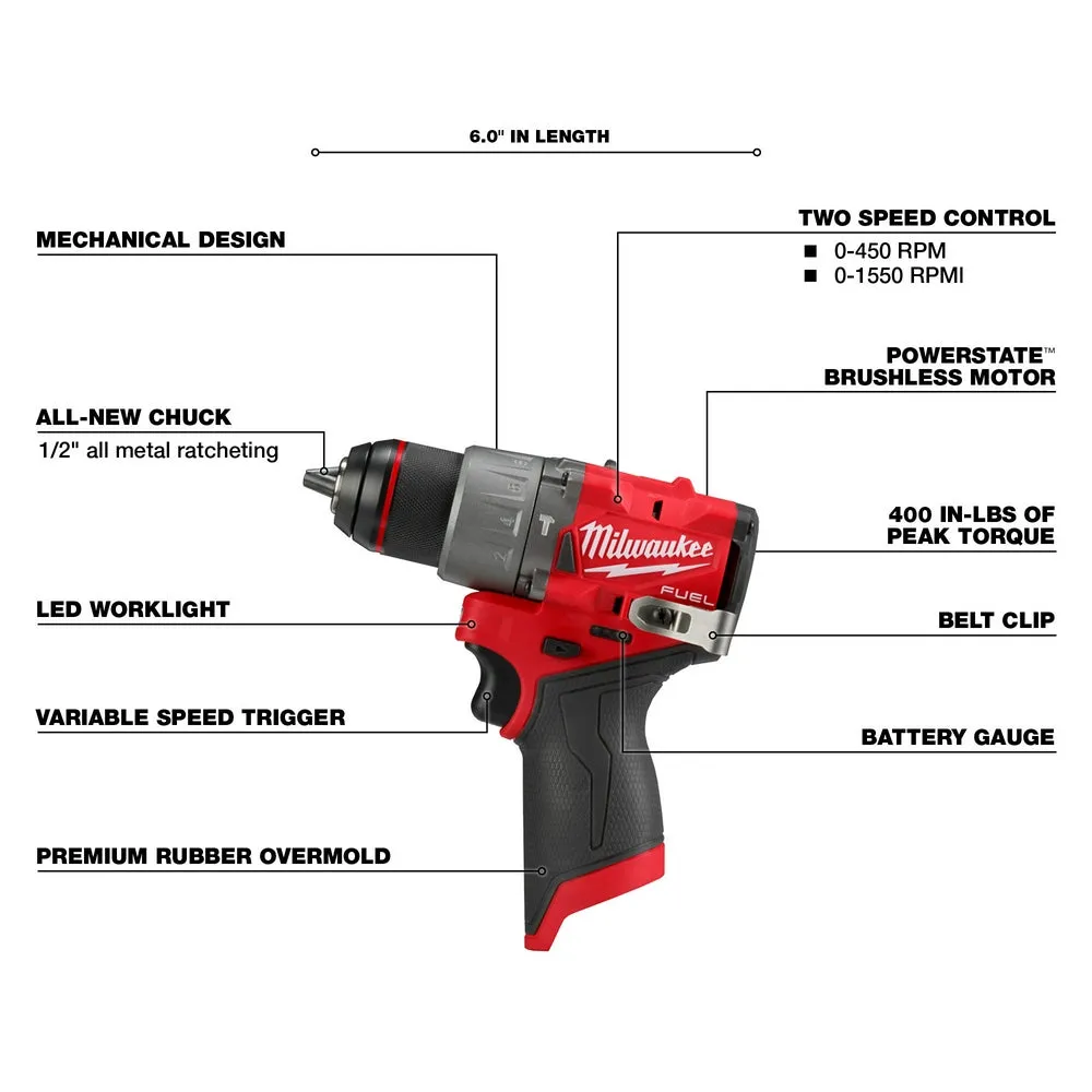 Milwaukee 3404-20 M12 FUEL 1/2" Hammer Drill/Driver