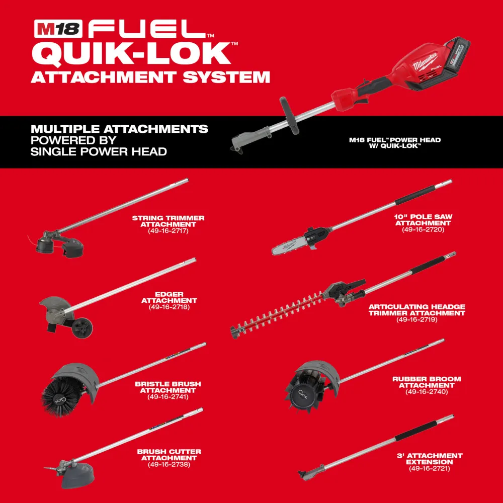 Milwaukee M18 Fuel Quik-Lok Articulating Hedge Trimmer Attachment