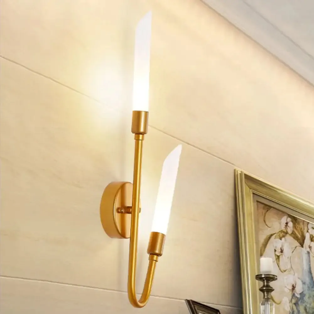 Modern Black/Gold Tube Wall Light with Frosted Glass - Perfect for Living Room