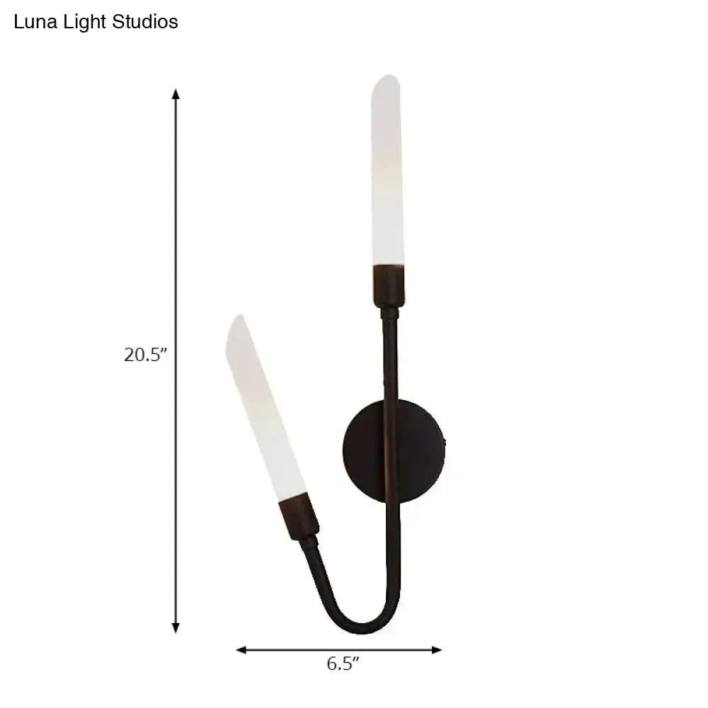 Modern Black/Gold Tube Wall Light with Frosted Glass - Perfect for Living Room