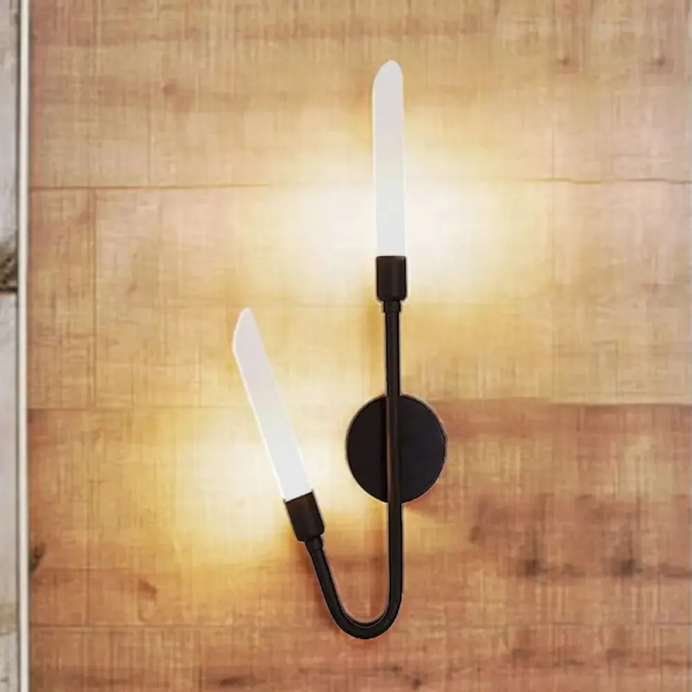 Modern Black/Gold Tube Wall Light with Frosted Glass - Perfect for Living Room