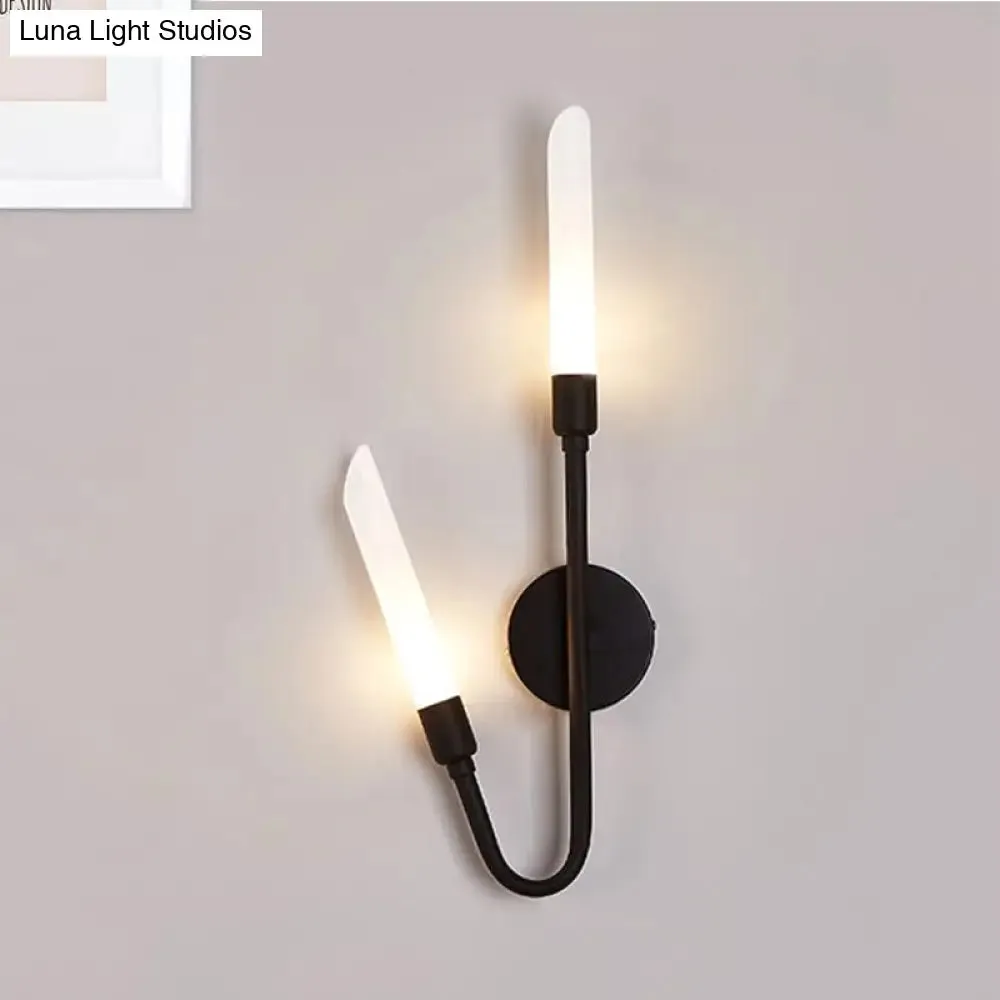 Modern Black/Gold Tube Wall Light with Frosted Glass - Perfect for Living Room