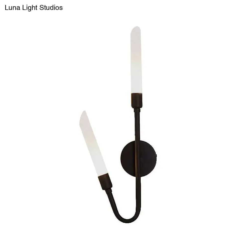 Modern Black/Gold Tube Wall Light with Frosted Glass - Perfect for Living Room