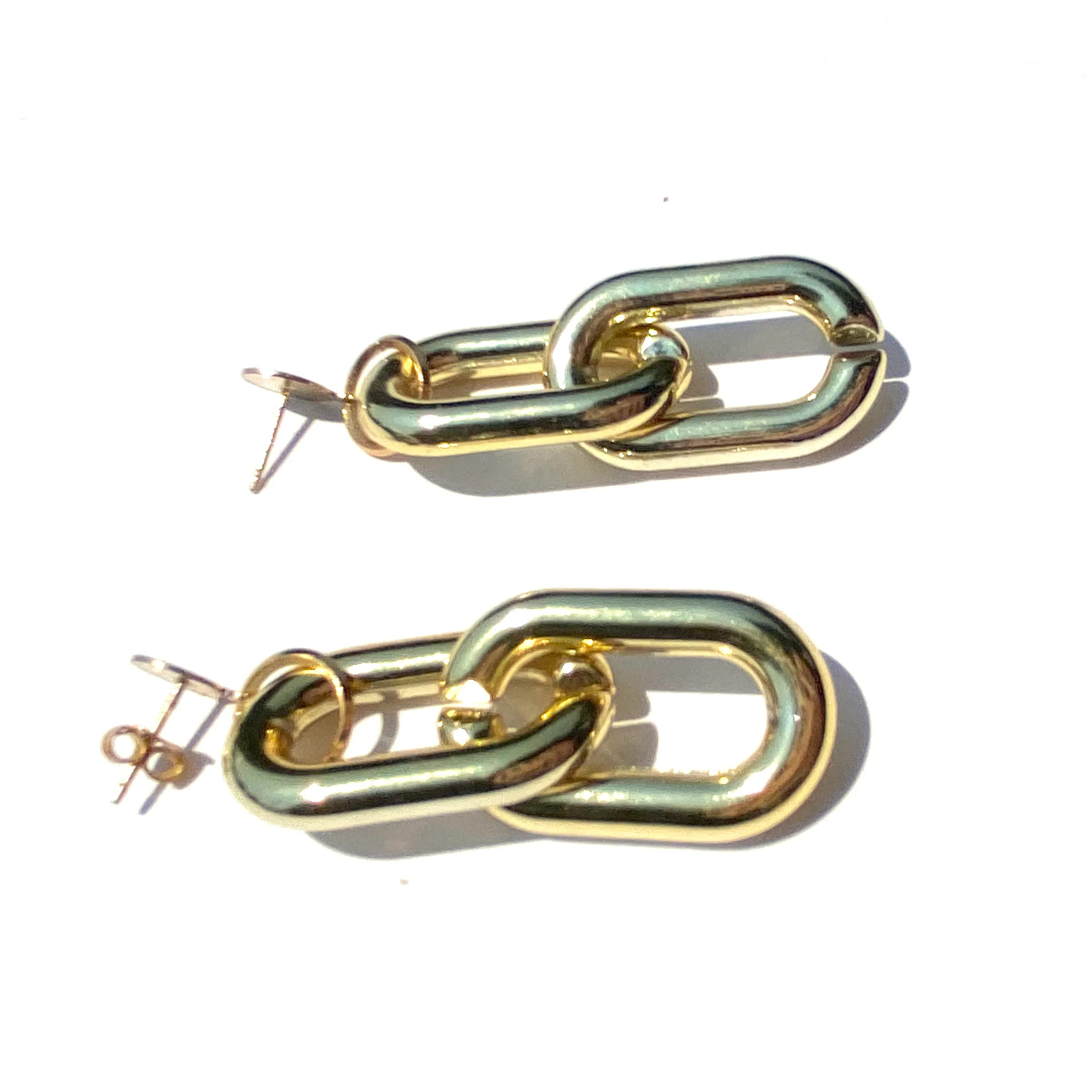 MPR x THE IMAGINARIUM: Bubble Chain Post Earrings in Double Link Gold