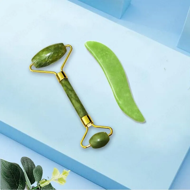 Natural Face Massager Gua Sha Jade Roller Face Massage Tool Set Face For Massager Guasha Facial Neck Skin Beauty Care Set