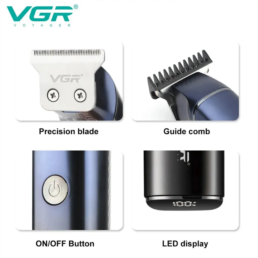 (NET) VGR Professional Digital Display Rechargeable cordless Pro Self Haircut Hair Clipper Beard Trimmer / V-986