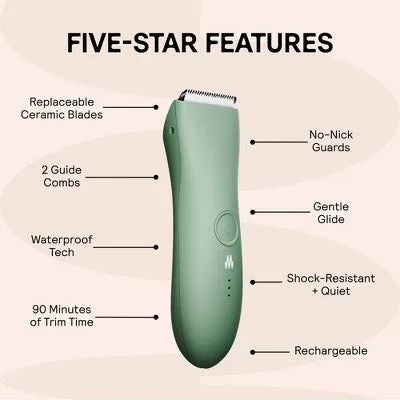 New - MERIDIAN Trimmer Original, Pubic & Body Hair Trimmer for Men & Women, Below-the-Belt Groomer, Ball Trimmer, Bikini Trimmer, Sage