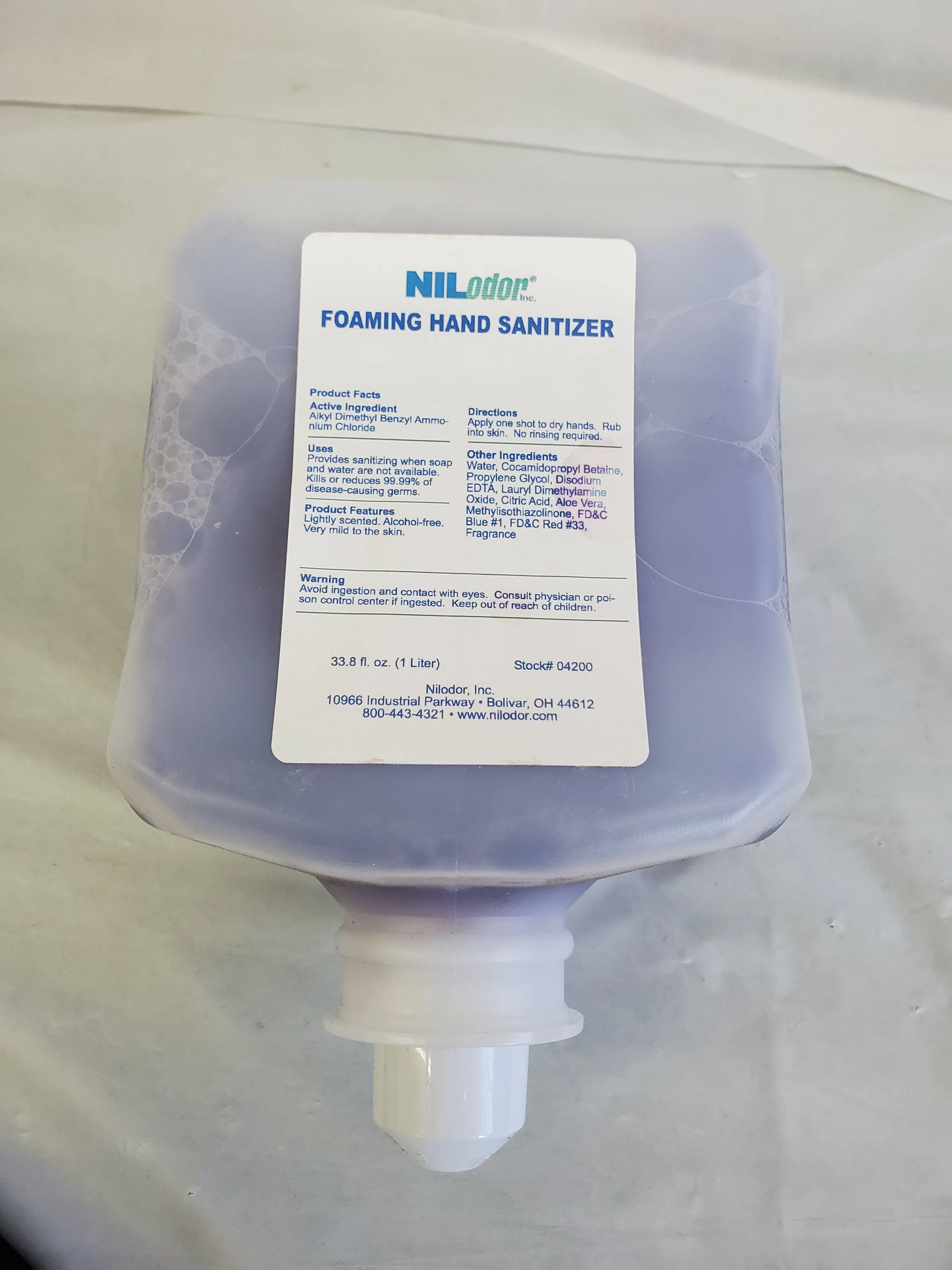 Nilodor Foaming Hand Sanitizer Refill 04200 Fresh Scent 1 liter