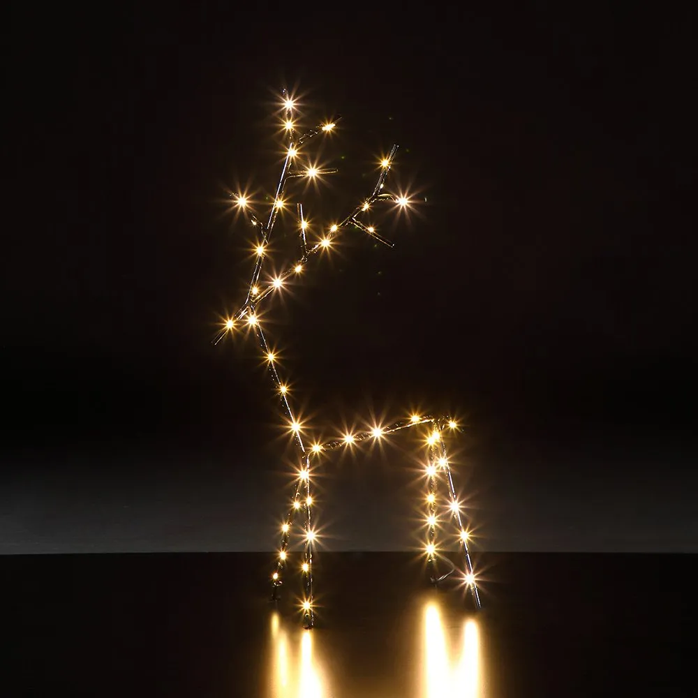 Noma Black Metal Stick Deer with 50 Warm White LEDs 60cm