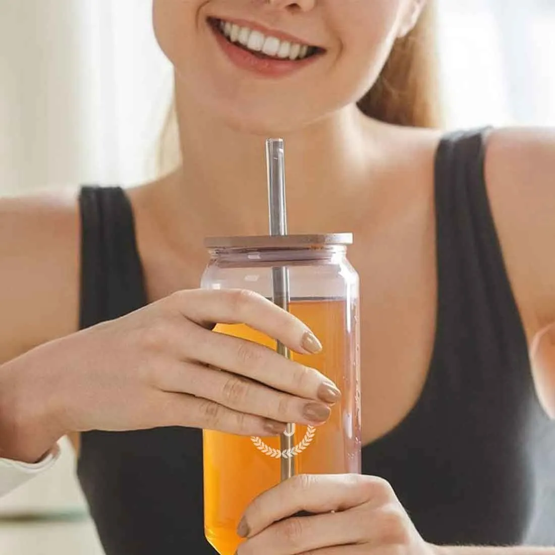 Nutcase Cocktail Glass with Straw (metal) and Wooden Lid