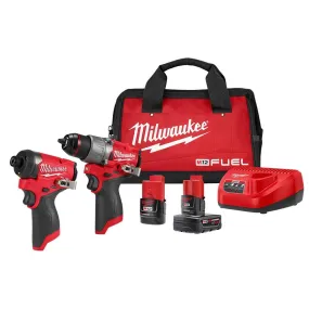 Open Box - Milwaukee 3497-22 12V Brushless Hammer Drill and Impact Driver Combo Kit