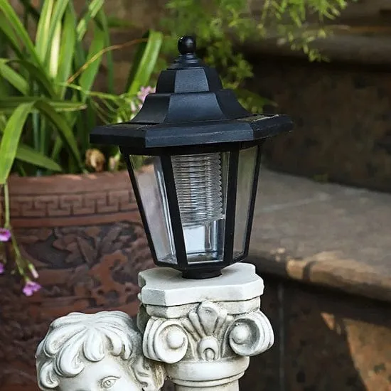 Outdoor Courtyard Patio Lamps Angel Statue with Roman Pillar