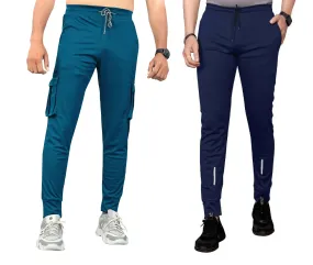 Pack of 2 Men Solid, Pocket Air Force, Blue Track Pants