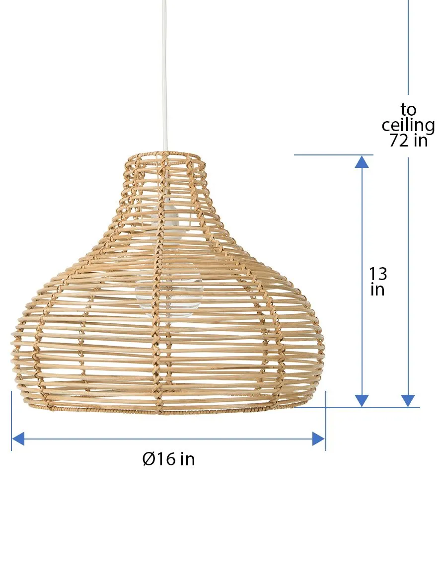 Palau Continuous Weave Wicker Dome Lamp, Natural, Large