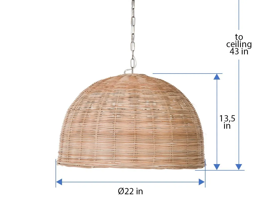 Panay Wicker Dome Pendant Lamp. Natural