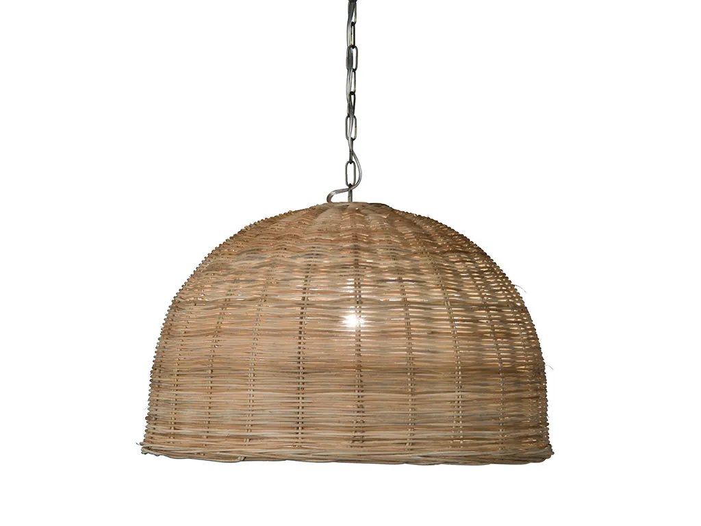 Panay Wicker Dome Pendant Lamp. Natural