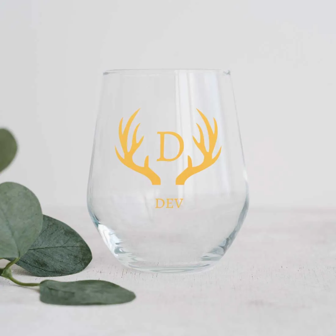 Personalized Stemless Wine Glass Whiskey Gift for Boyfriend Husband - Monogram