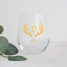 Personalized Stemless Wine Glass Whiskey Gift for Boyfriend Husband - Monogram