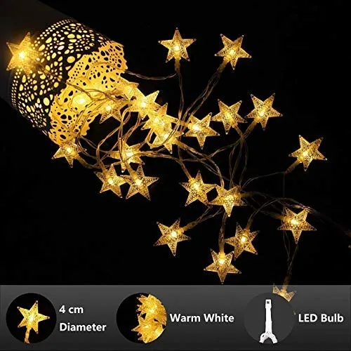 PESCA Star String Lights 20 Star Led, Decoration for Birthday, Festival, Festive Occasion, Wedding, Party for Home, Patio, Lawn, Restaurants (Warm White, 3 m)