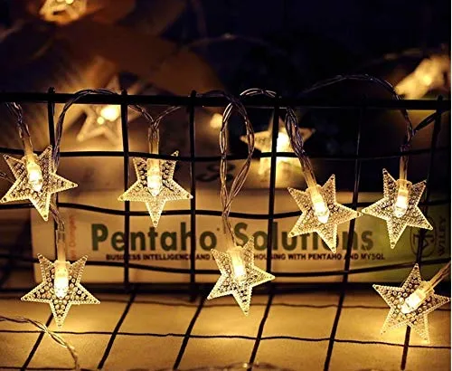 PESCA Star String Lights 20 Star Led, Decoration for Birthday, Festival, Festive Occasion, Wedding, Party for Home, Patio, Lawn, Restaurants (Warm White, 3 m)