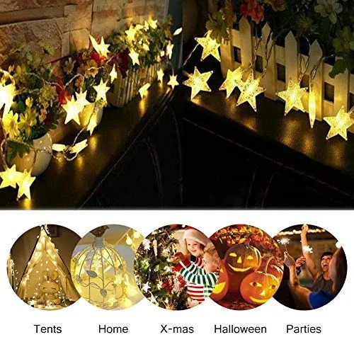 PESCA Star String Lights 20 Star Led, Decoration for Birthday, Festival, Festive Occasion, Wedding, Party for Home, Patio, Lawn, Restaurants (Warm White, 3 m)