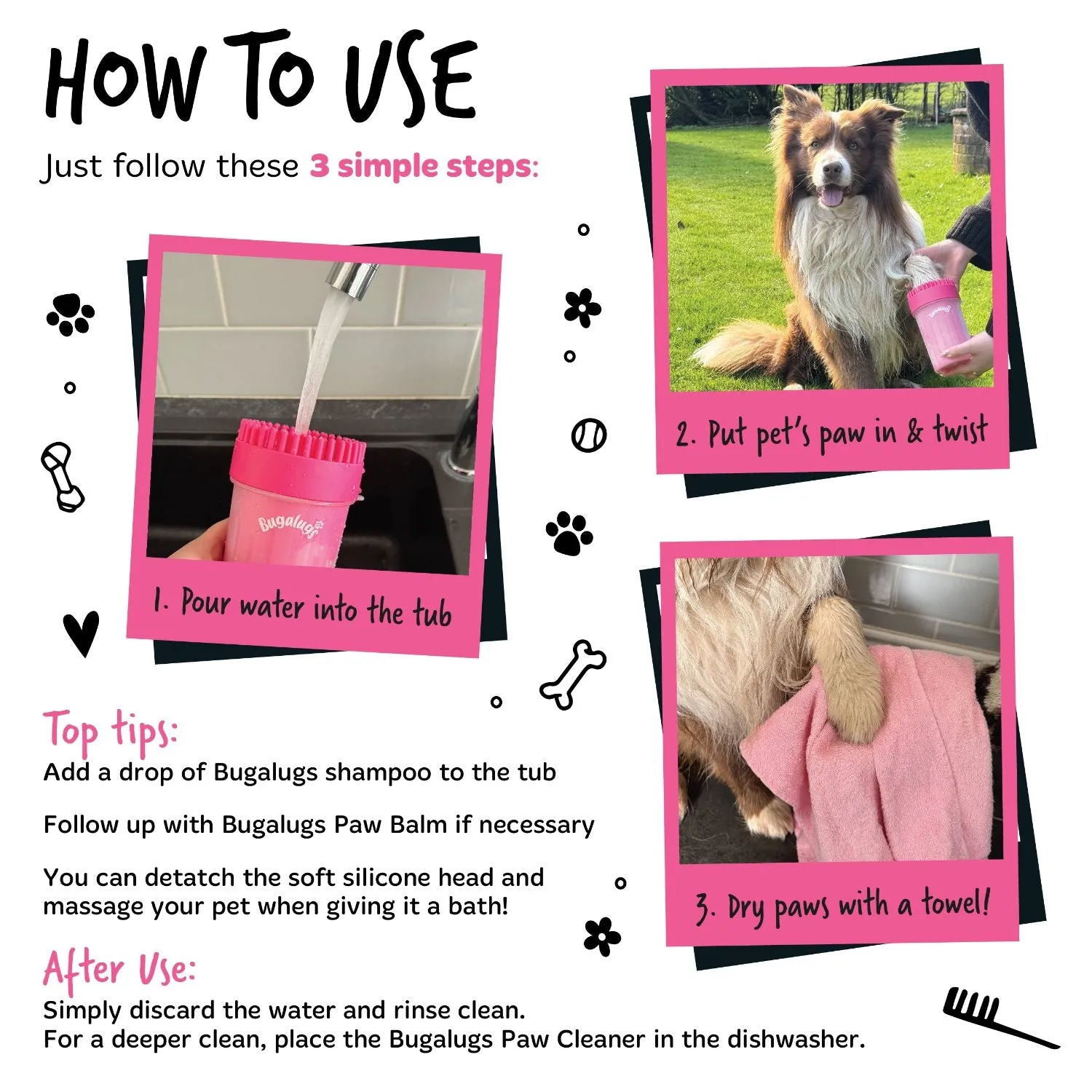 Pink Paw Cleaner Cup for Dogs & Cats (Large)