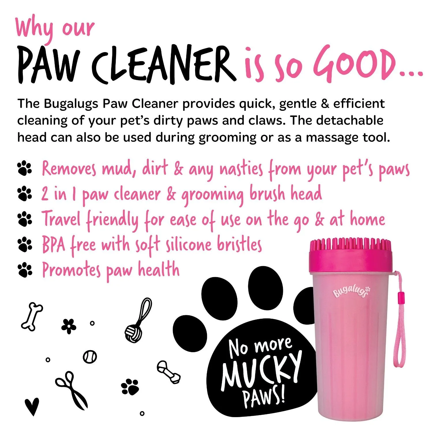 Pink Paw Cleaner Cup for Dogs & Cats (Large)