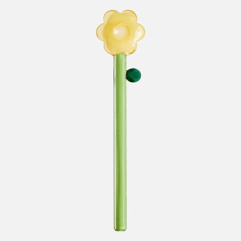 Pinky Floral Glass Stirrer