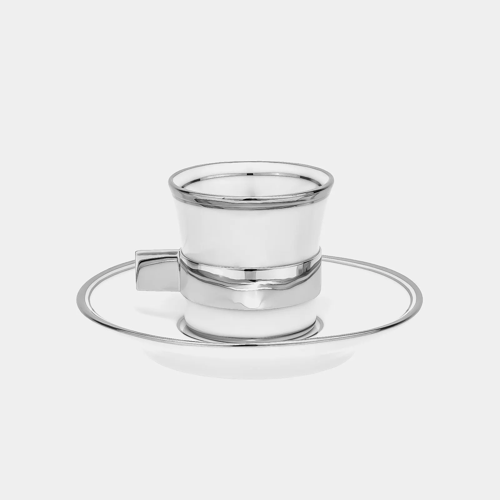 Porcelain Coffee Cup With Silver-plated Decoration