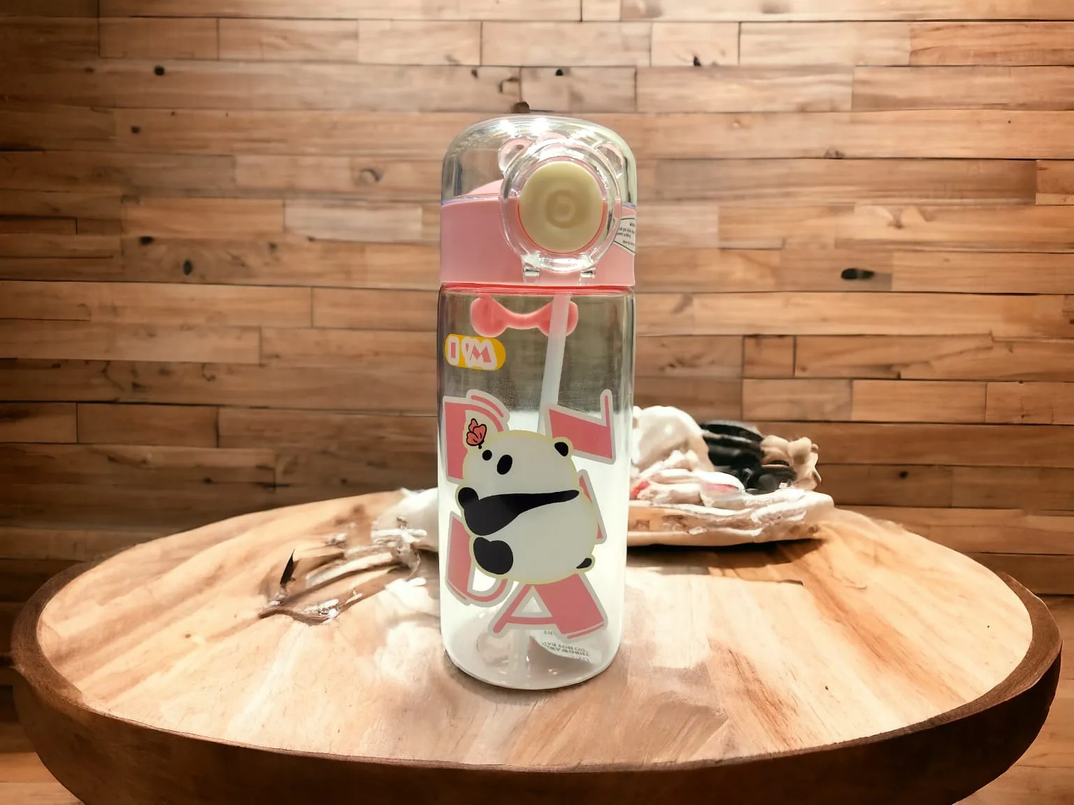 Printed Panda Theme Water Bottle.(600ml)