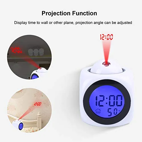 Projection Clock, LCD Clock, Celsius And Fahrenheit Temperatures Can Be Converted for Students Office Workers