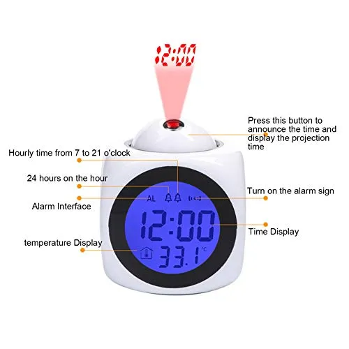 Projection Clock, LCD Clock, Celsius And Fahrenheit Temperatures Can Be Converted for Students Office Workers