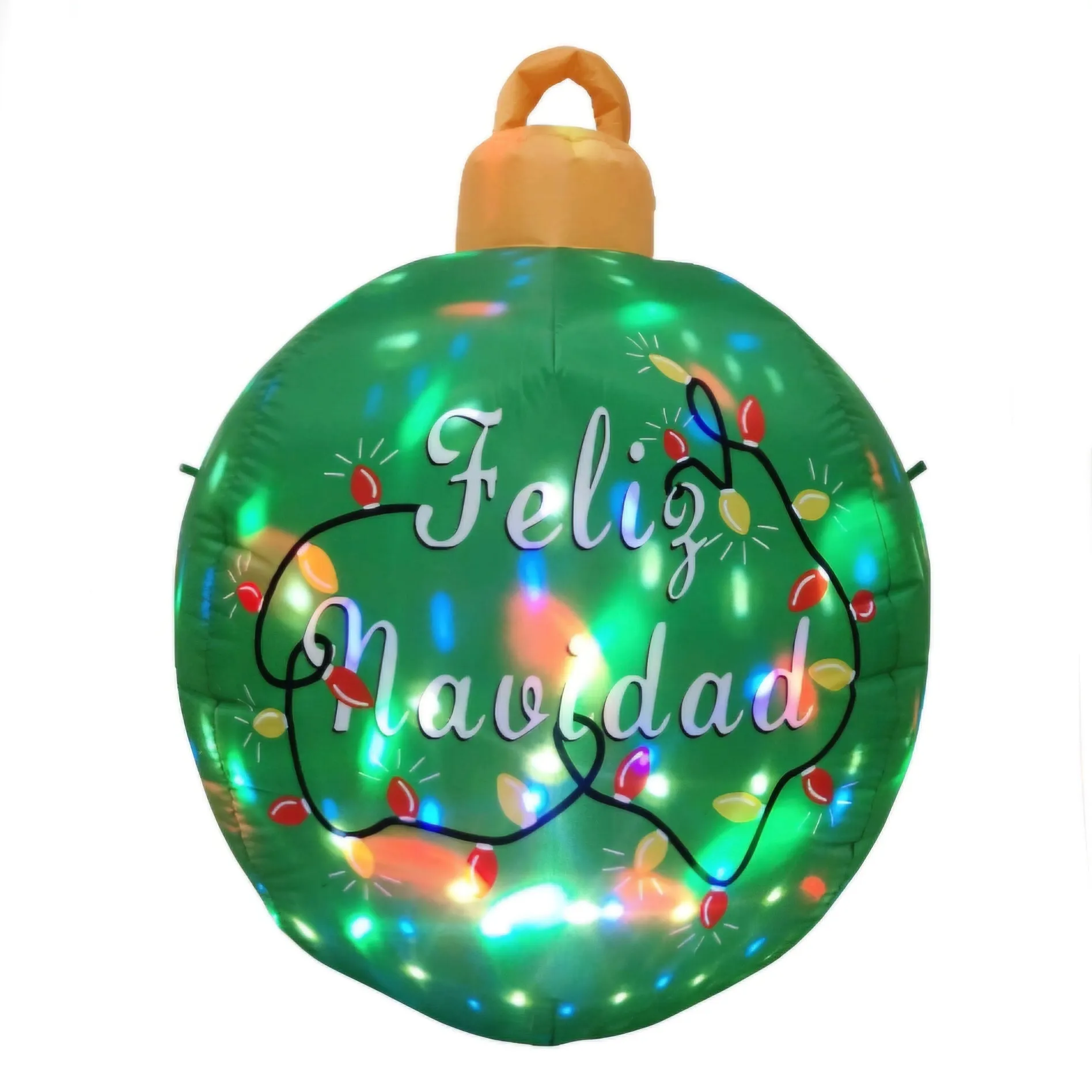 "Feliz Navidad" Ornament Spheres - 4FT Illuminated Inflatable