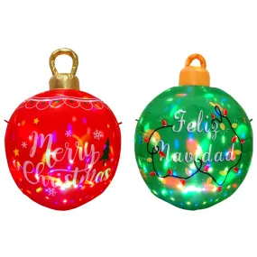 "Feliz Navidad" Ornament Spheres - 4FT Illuminated Inflatable