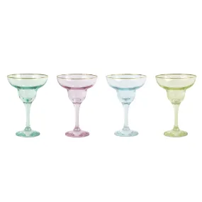 Rainbow Assorted Margarita Glasses - Set of 4