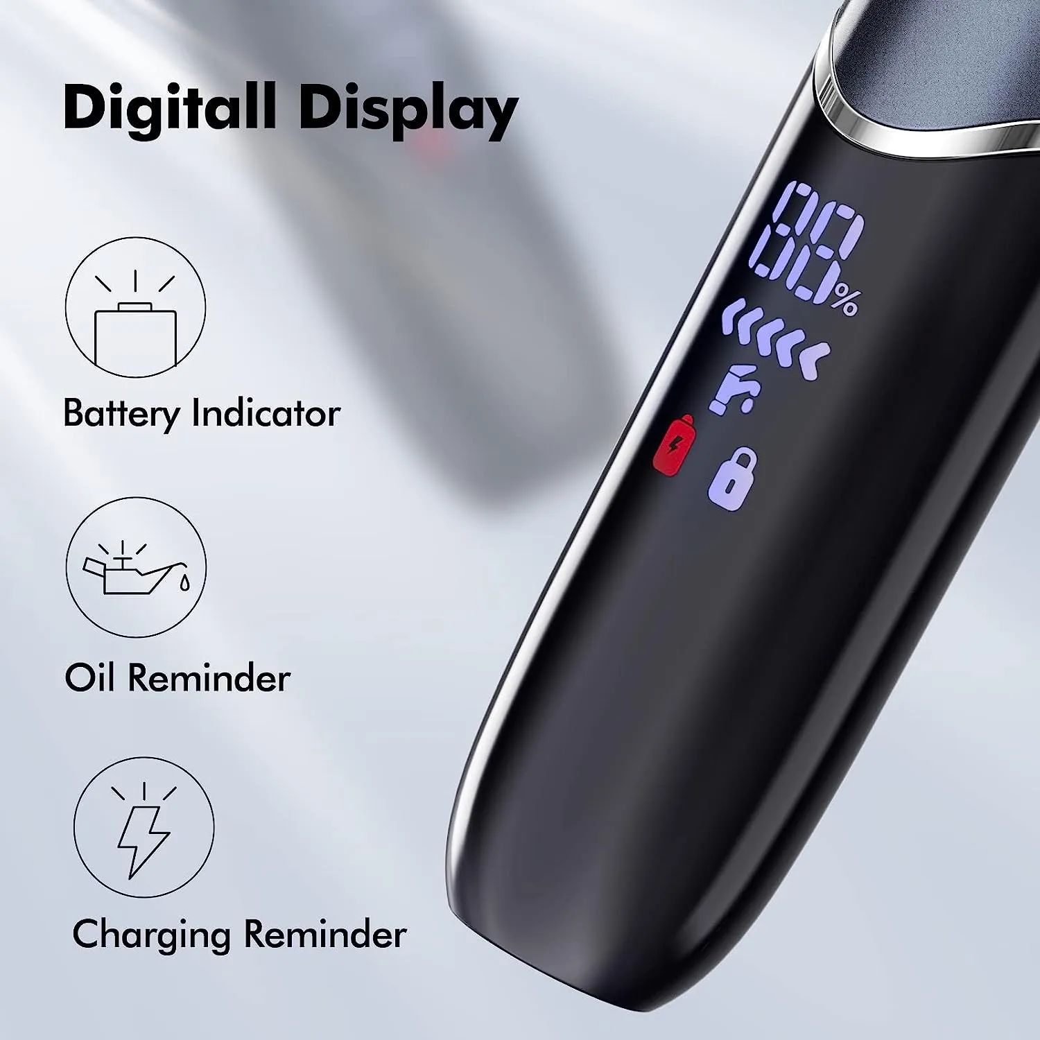 Rechargeable Pubic Hair Trimmer Wet/Dry Electric Razor for Men LED Display, IPX7 Waterproof Hair Shaver