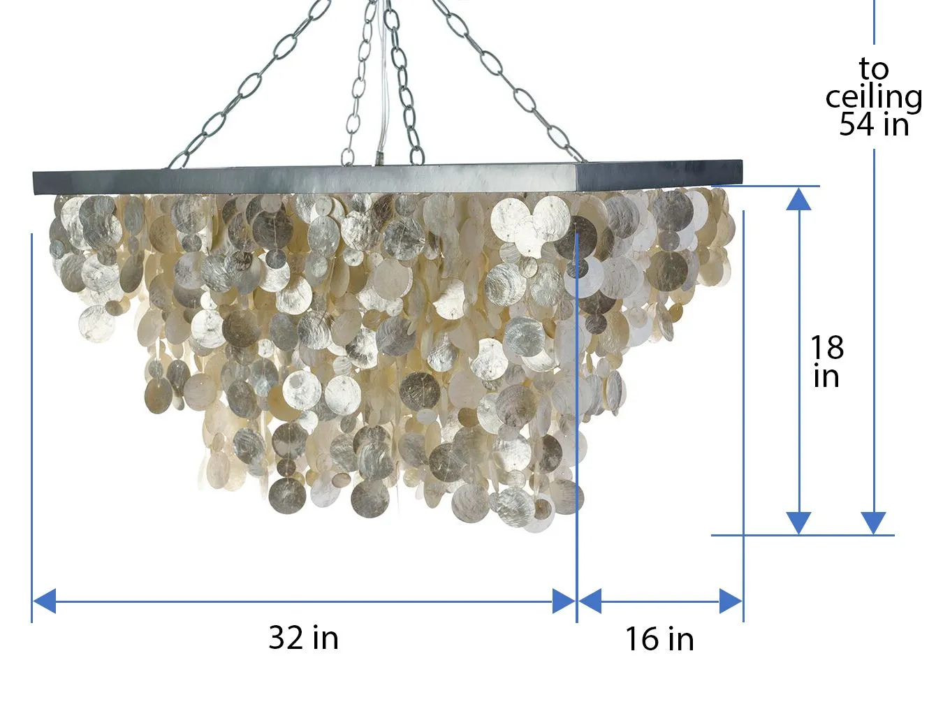 Rectangular Capiz Seashell Rain Drop Pendant Lamp