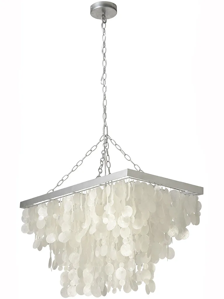 Rectangular Capiz Seashell Rain Drop Pendant Lamp