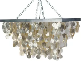 Rectangular Capiz Seashell Rain Drop Pendant Lamp