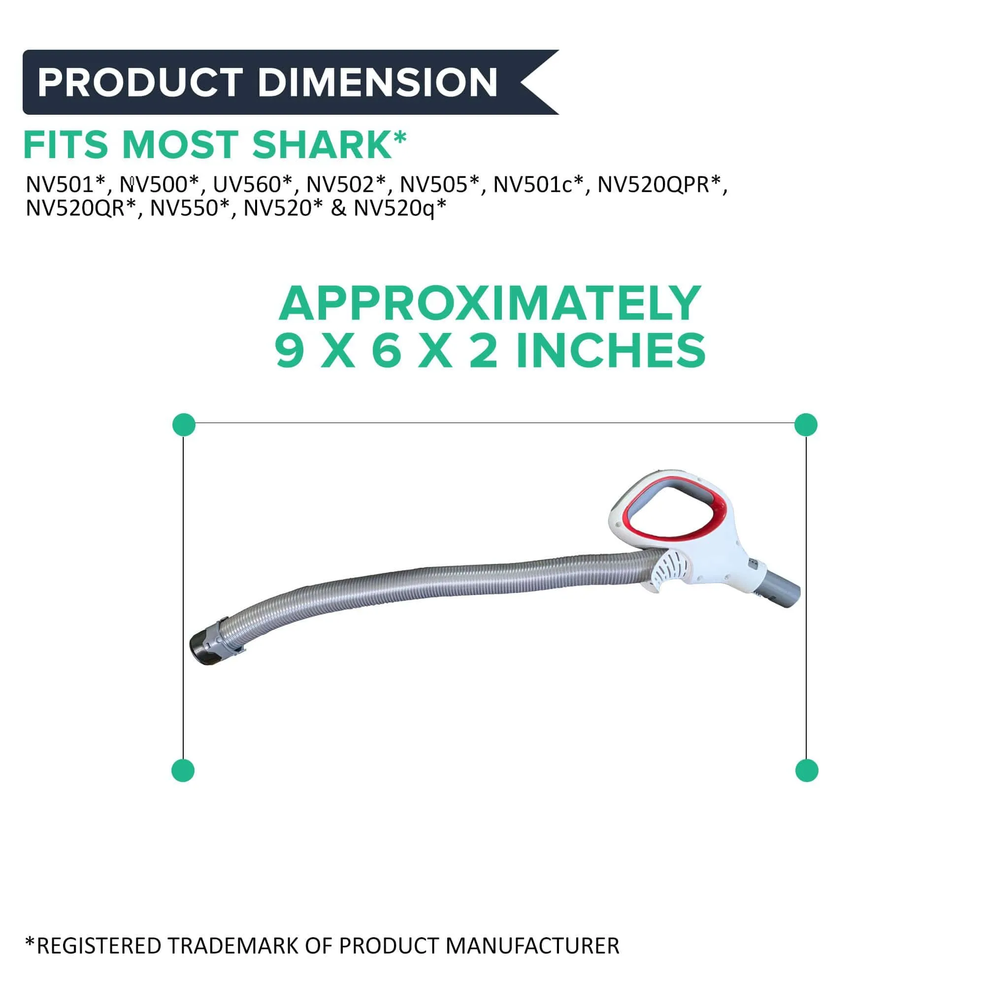 Replacement Shark Hose Handle Fits NV501, NV500, UV560, NV502, NV505, NV501c, NV520QPR, NV520QR, NV550, NV520 & NV520q