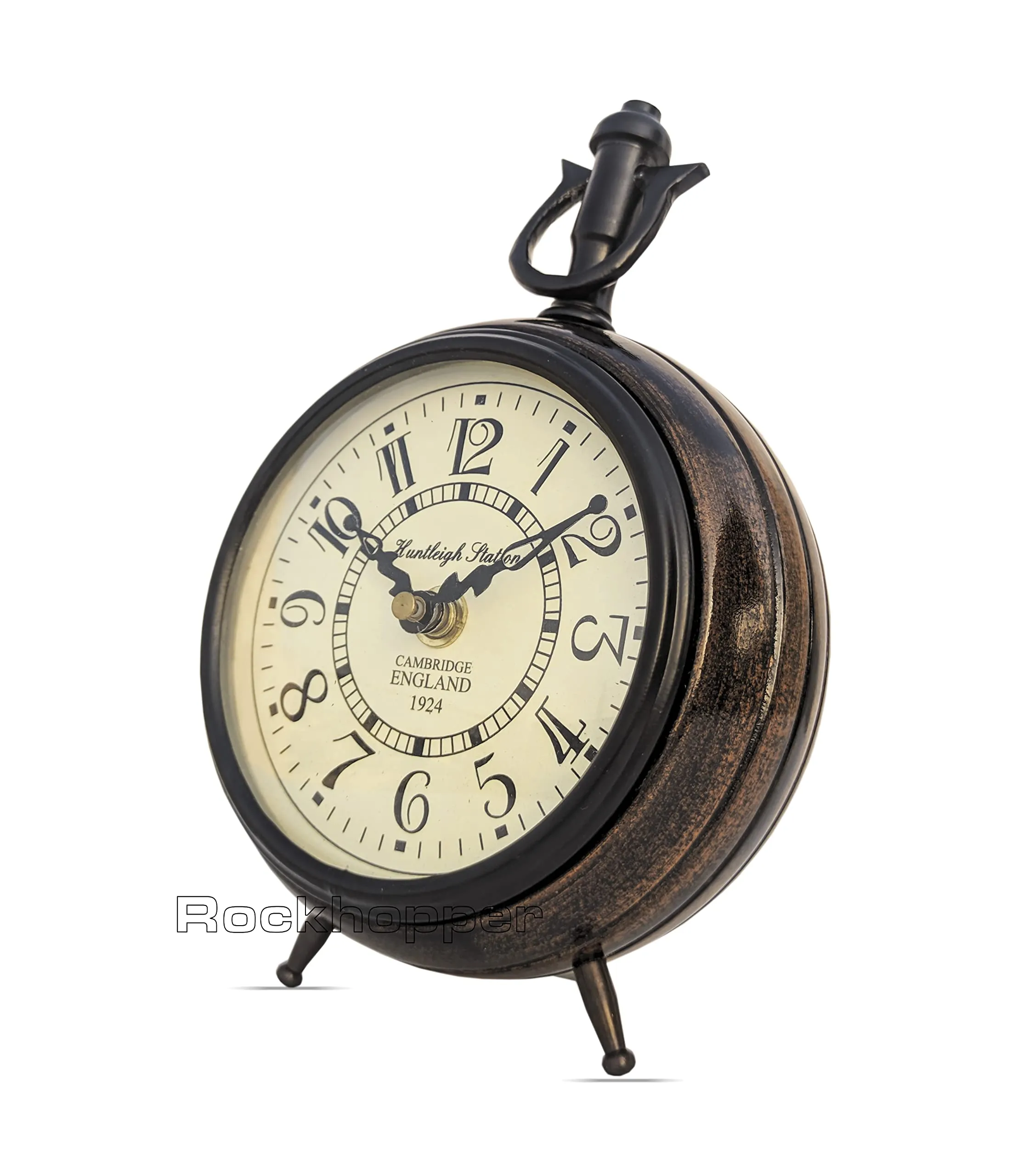 ROCKHOPPER Vinatge Wooden Desk Clock for Table Decor, Table Clock Battery Powed- Small Desk Shelf Clock