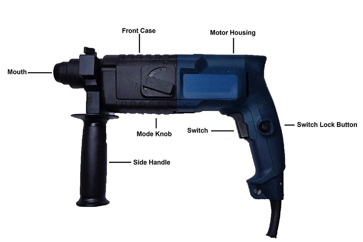 Rotary Hammer Drill Machine 20MM 500W 850RPM with 3-Piece Drill Bit